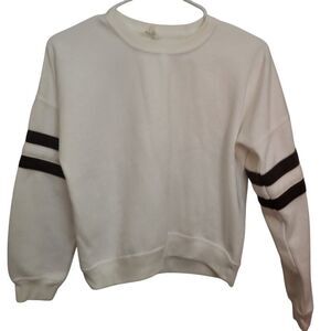 Southern Spirit Cropped White with Stripes on the Sleeve Sweatshirt